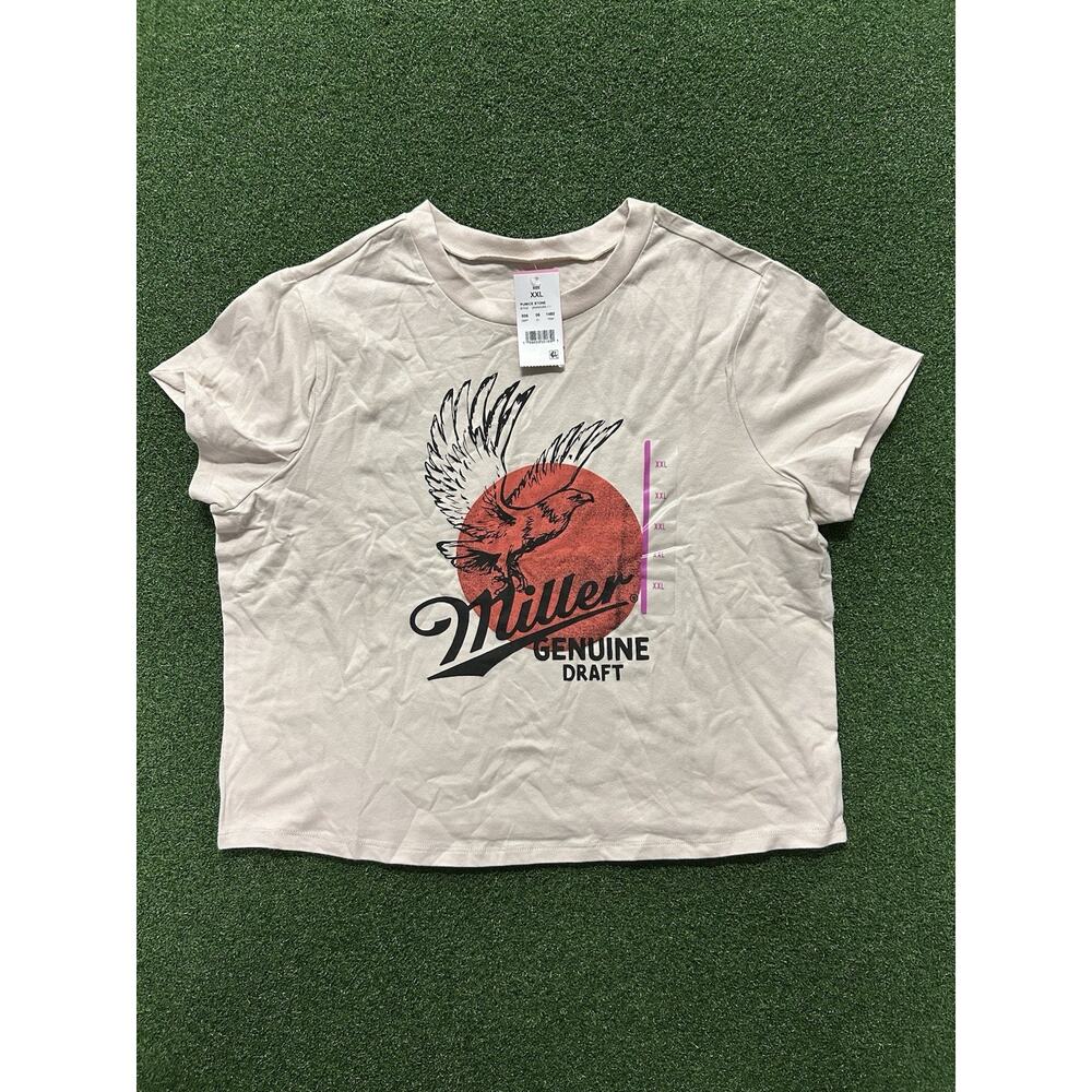 Miller Genuine Draft Women's Eagle Short Sleeve Graphic Tee XXL Pullover Crop